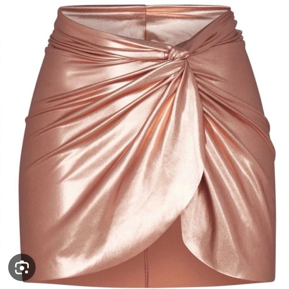 NWT Skims Metallic Swim Sarong Mini Skirt in champagne rose gold